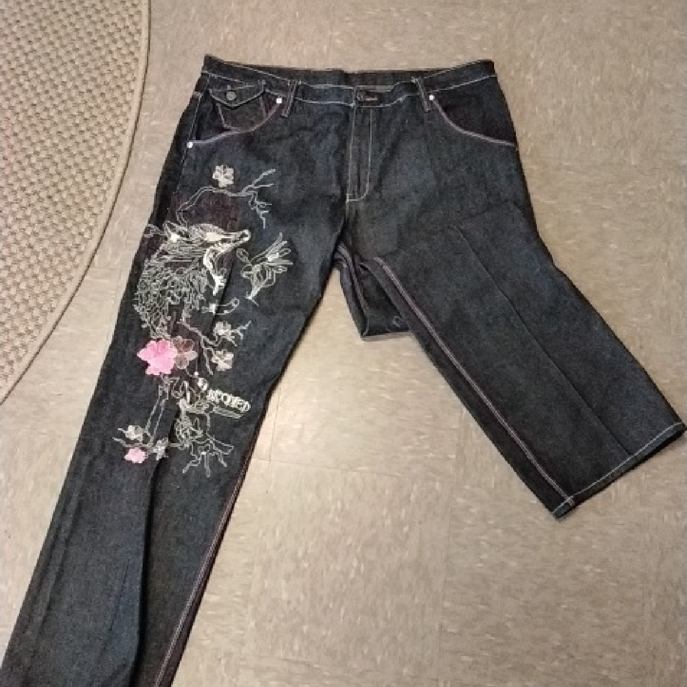 Mens Artful DodgerJeans - Black with Pink Accents